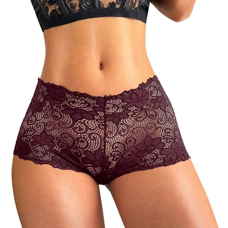 OJSFQUFP Red Womens Underwear Sexy Lace Panties Stretch Soft Ladies Hipster Briefs Underwear Lady Underwear Soft Stretch Underwear M