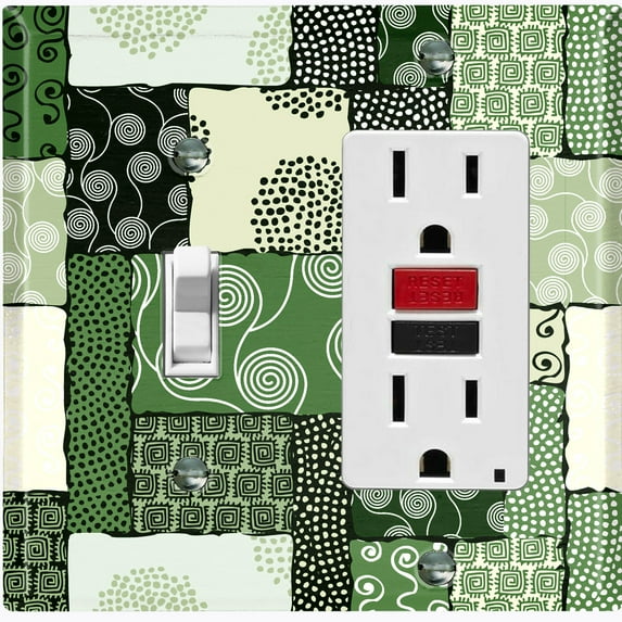 Metal Light Switch Plate Cover Safari African Tribal Art Pattern Green SFR014