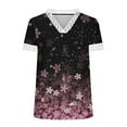 thumbnail image 5 of WXLWZYWL Womens Summer Tops 2023 Clearance Casual V-Neck Lace T-Shirt Flowers and Plants Printed Short Sleeved Top Purple, 5 of 5