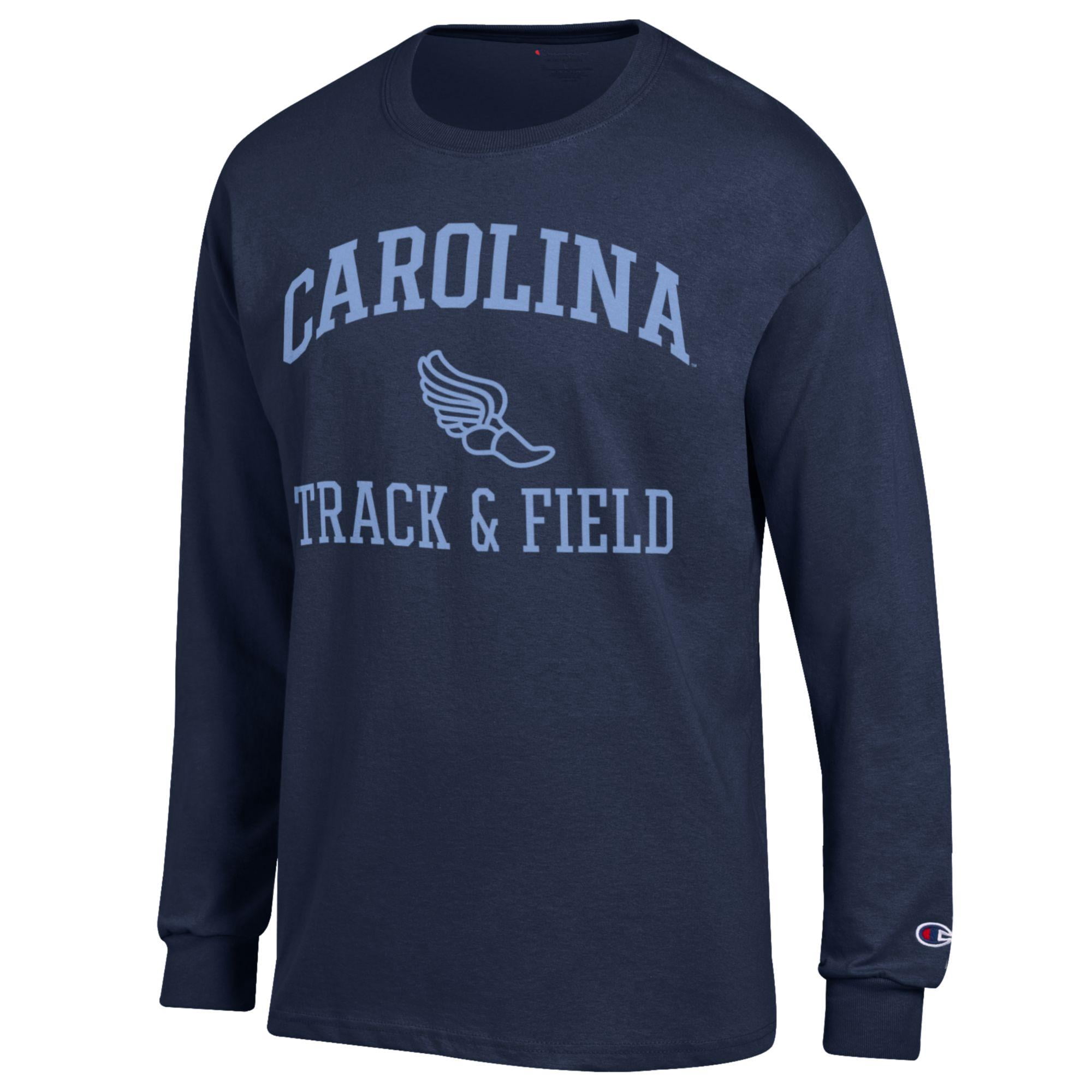 Men's Champion  Navy North Carolina Tar Heels Track & Field Icon Long Sleeve T-Shirt