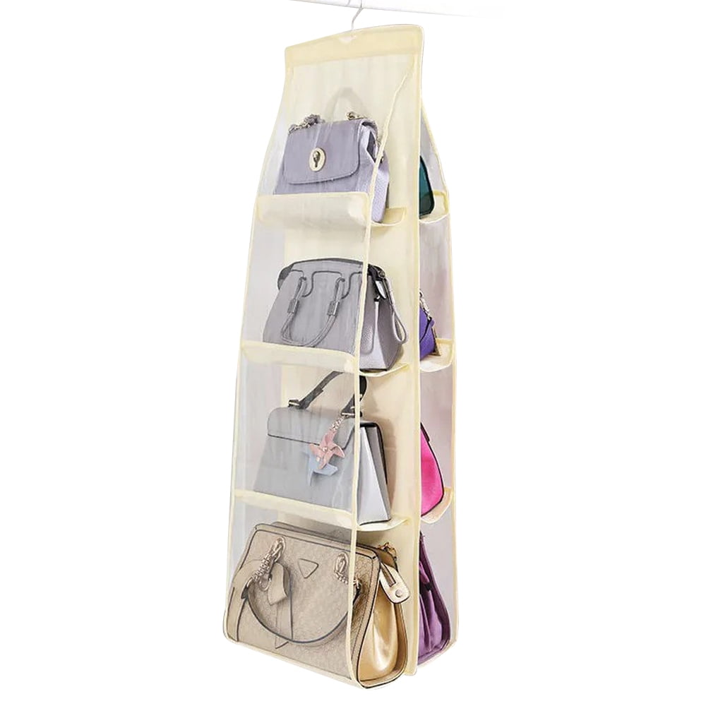 ZOBER Hanging Purse Organizer For closet Clear Handbag Organizer For  Purses, Handbags Etc. 8 Easy Access Clear Vinyl Pockets With 360 Degree  Swivel