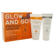 REN Glow and Go! 0.68oz Flash Rinse 1 Minute Facial, 0.68oz Glycol Lactic Radiance Renawal Mask - 2 Pc Kit