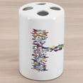 thumbnail image 1 of Letter H Ceramic Toothbrush Holder, Pattern Colorful Butterflies Lepidoptera Family Girls Exotic Nature Font, Decorative Versatile Countertop for Bathroom, 4.5" X 2.7", Multicolor, 1 of 4