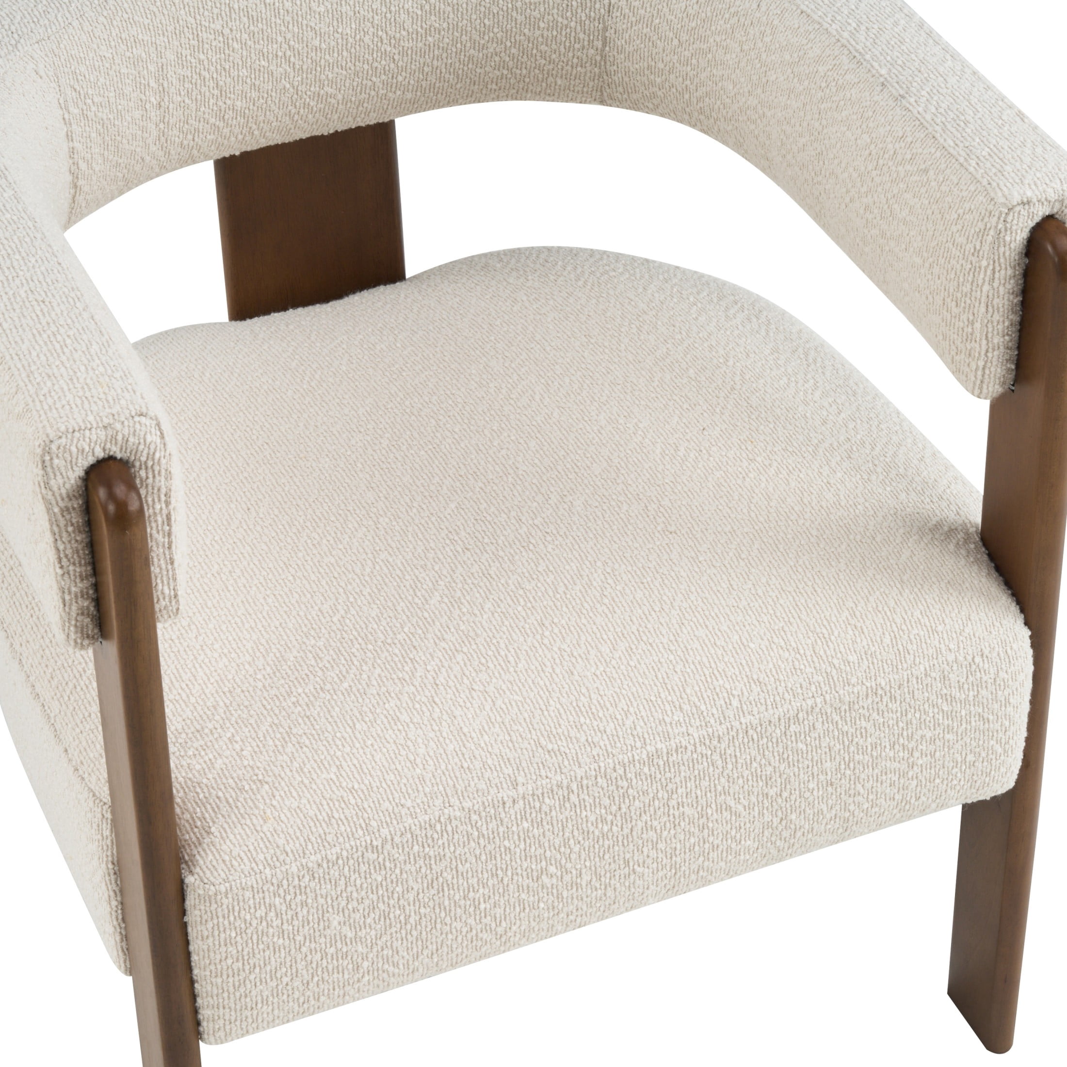 Christopher Knight Home Set of 2 Modern Boucle Dining Chairs with Curved Open Back, Beige+Dark Walnut