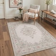 thumbnail image 3 of 2x3 Area Rug Machine Washable with Non Slip Backing, Low Pile Indoor Door Mat for Entryway, Entrance, Front Door and Bathroom, Floral Medallion Print Pattern, Dusty Blush, 3 of 5