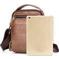 thumbnail image 4 of Men's Genuine Leather Shoulder Bag Messenger Briefcase CrossBody Handbag Satchel Travel Bag Retro Crossbody Bags - Light Brown, 4 of 7