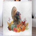 thumbnail image 1 of Manta para sofá de 50 x 60 pulgadas, suave y acogedora manta de franela polar con diseño de calabaza y pavo de acuarela, personalizada, ligera, cálida y difusa, para cama, sofá y silla, 1 of 7