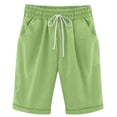 thumbnail image 5 of cocolona Womens Summer Casual Linen Beach Shorts Elastic Waist Drawstring Wide Leg Knee Length Shorts with Pocket, 5 of 5