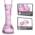 thumbnail image 4 of Kushyshoo Toddler Girls Light Up Rain Boots Boys Colorful Pink Flowers Rain Boots for Kids with Handles 7M, 4 of 6