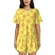 thumbnail image 1 of Fotbe Toast Conjunto de Pijama Estampado para Mujer, 2 Piezas, Ropa de Dormir con Camiseta de Manga Corta y Shorts Suaves-Small, 1 of 6