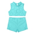 thumbnail image 5 of iEFiEL Kids Girls Athletic Outfit Tank Top with Bottoms Set for Ballet Dance Gym Workout Mint_Green 8, 5 of 7