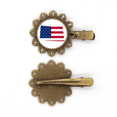 thumbnail image 1 of Tocado de pieza de pelo horquilla de flor de metal vintage Dakota del Norte USA mapa estrellas rayas bandera, 1 of 3