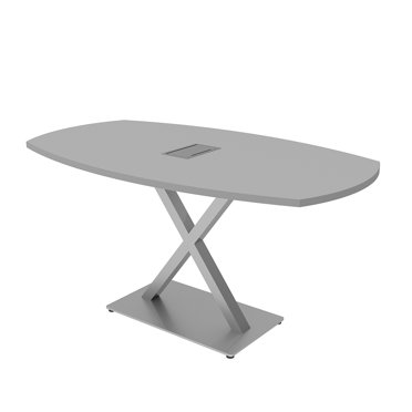 5 Foot Arc Boat Conference Room Table with X Base Data And Electric