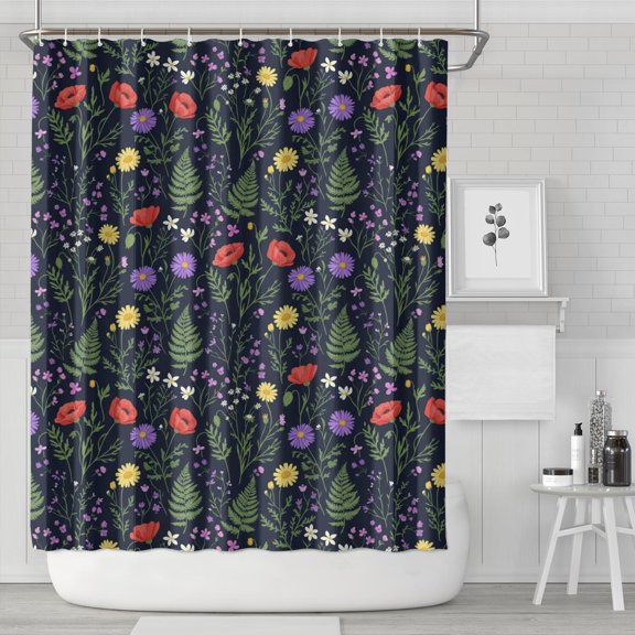 Pioneer Flower Floral Print Pattern Shower Curtain 84”x72", Bathroom Decorative Shower Curtain Set with 12 Hooks, Waterproof Washable