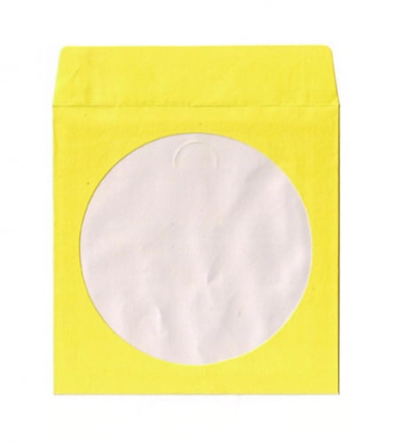 mediaxpo Brand 300 Yellow Color Paper CD Sleeves with Window /& Flap