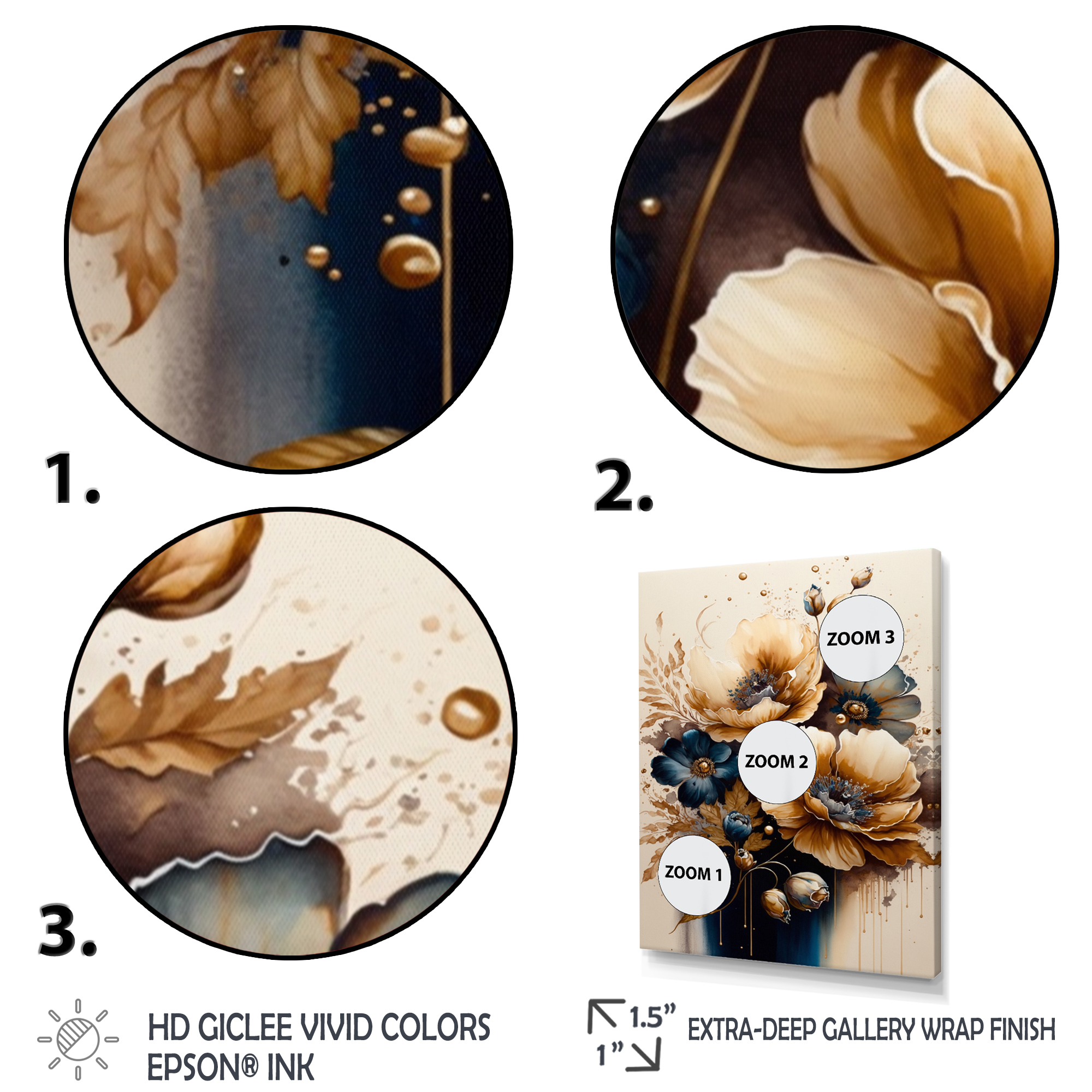 Designart Brown And Gold Poppy Flowers Canvas Wall Art