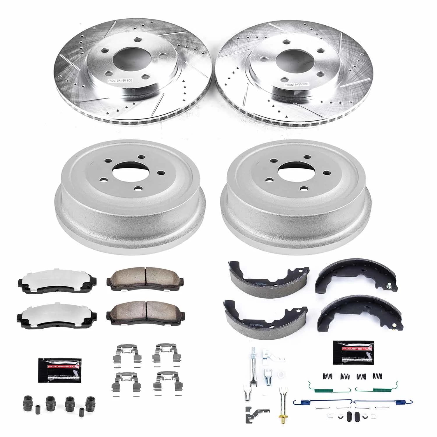 PowerStop Front and Rear Z36 Truck & Tow Brake Pad Rotor Drum and Shoe Kit Fits: CHEVROLET PONTIAC Select Models K15218DK-36