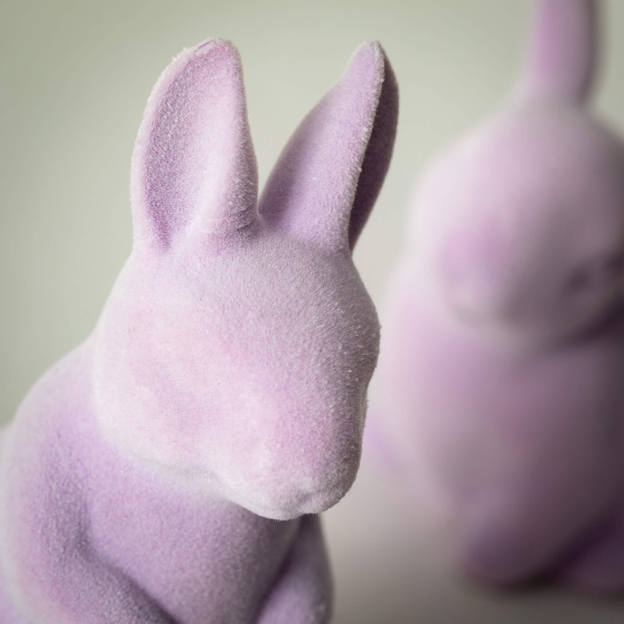 Sullivans 5.5" & 4.25" Lilac Velveteen Bunny Set of 2, Ceramic
