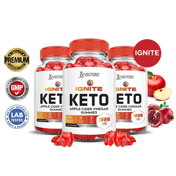 (3 Pack) Ignite Keto ACV Gummies 1000MG Dietary Supplement 180 Gummys