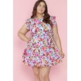 thumbnail image 6 of Plusashion Charming Red Floral Plus Size Mini with Ruffled Cap Sleeves, 6 of 8