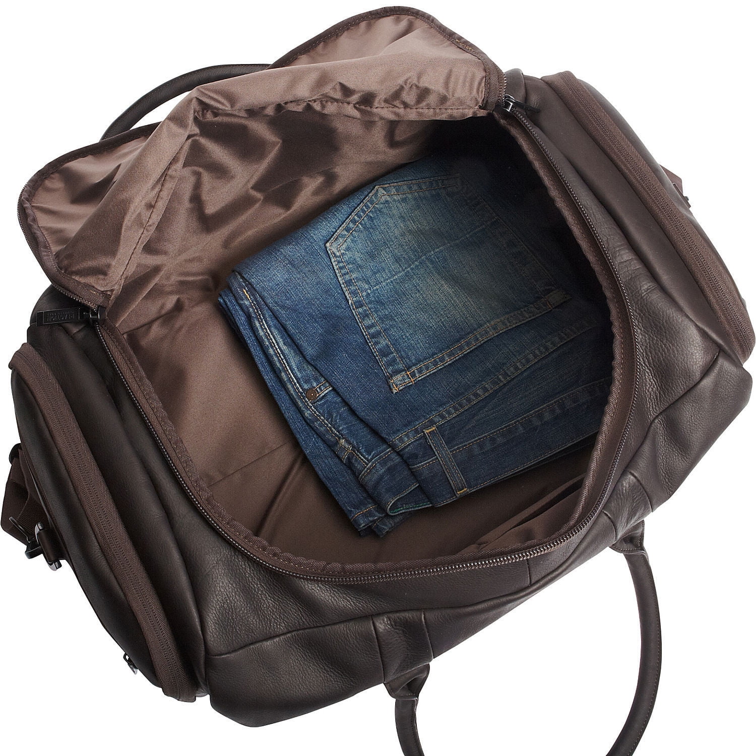 kenneth cole colombian leather top zip duffel bag