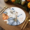 thumbnail image 5 of Fall Round Placemats Set of 4 Blue White Pumpkin Place Mats Thanksgiving Woven Placemat Autumn Eucalyptus Leaves Flower Circle Braided Table Mat for Kitchen Dining Table Party Home Decor 15 Inch, 5 of 9