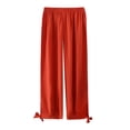 thumbnail image 3 of Women's Straight Leg Lounge Pants Lightweight High Waisted Solid Color Loose Full Length Pants Casual Ladies Trousers, 3 of 7