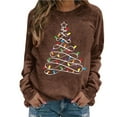 thumbnail image 3 of HOMBOM Crewneck Sweatshirts for Women Merry Pullover Christmas Tree Lightweight Hoodless Graphic Adults Tops, 3 of 4