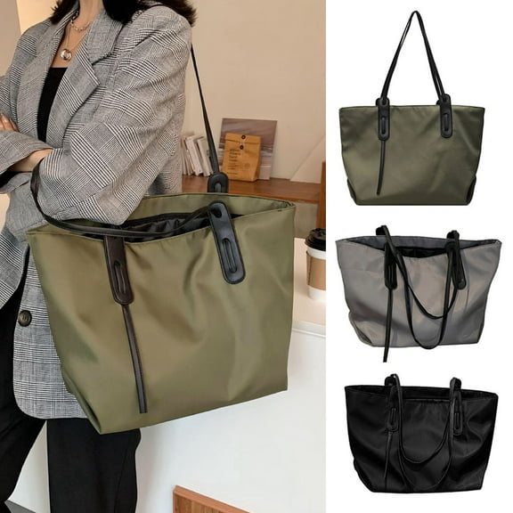 Tote Bag For Women Large Lightweight Nylon Work Shoulder Bag And Foldable Travel Purse