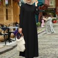 thumbnail image 3 of ZANZEA Womens Dresses Muslim Solid Color Long Sleeve Pocket Button Down Dress, 3 of 4