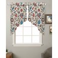 thumbnail image 2 of Boho Floral Swag Valances for Windows, Blue Red Flower Vintage Petals Branch Leaf Rod Pocket Sheer Valances for Small Windows, Swag Toppers Light Filtering for Kitchen Living Room 2 Panels 28''x36'', 2 of 6
