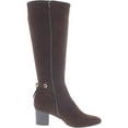 thumbnail image 2 of CHARTER CLUB Womens Chocolate Brown Flower Grommets Bow Accent Padded Jaccque Almond Toe Block Heel Zip-Up Boots Shoes 6.5 M, 2 of 3