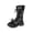 Black, variant on Girls Lace Up Mid Calf Combat Boots Fashion Round Toe Side Zipper Lug Sole Punk Goth Boot For Toddler Little Kid Big Kid
