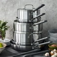 thumbnail image 5 of GreenPan x Bobby Flay Stainless Steel 12 Piece Cookware Pots and Pans Set, Professional Grade Tri Ply, Healthy Ceramic Nonstick, Induction Suitable, Dishwasher & Oven Safe, Stay Cool Handles, 5 of 9