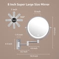 thumbnail image 6 of Hansabenne 8'' Wall Mounted LED Makeup Mirror, 1X/10X Intelligent Dimming Makeup Mirror 360 ° Rotation, Metal Chrome, 6 of 6