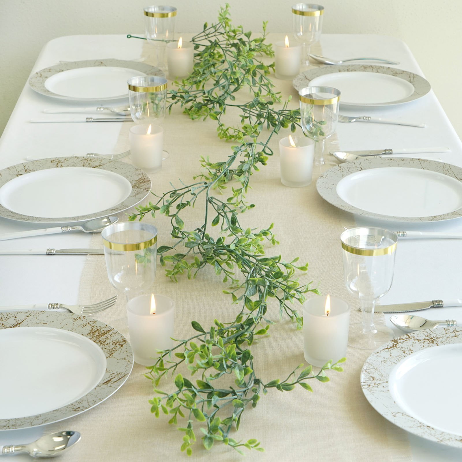 Efavormart 2 Pack 9 FT Frosted Green Artificial Leaf