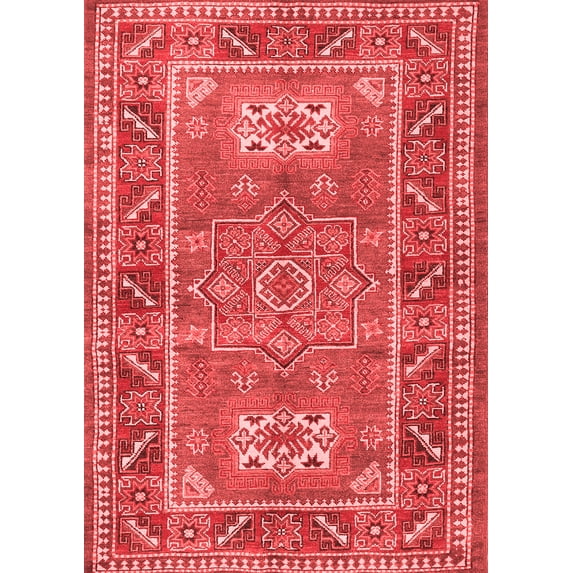 Ahgly Company Indoor Rectangle Geometric Red Traditional Area Rugs, 3' x 5'