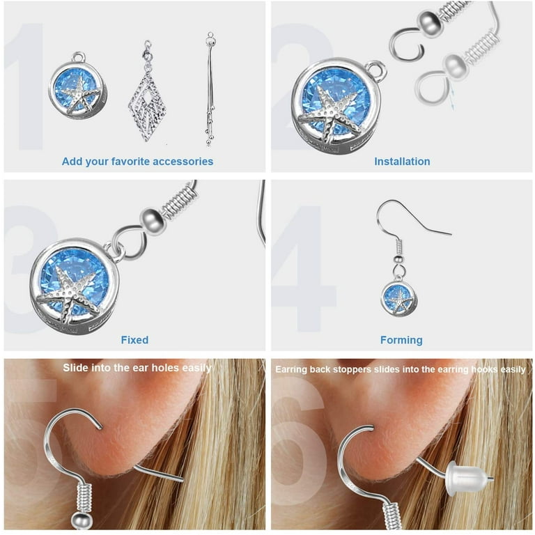 Fish Hook Earring Wires with Bead Sterling Silver (Pair)