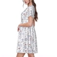 thumbnail image 2 of Picia Elegant ice skates snowflakes Pattern Women's Short Sleeve Summer Dress Pleated Loose Swing Knee Length Short Sleeve Swing Dresses, 2 of 6