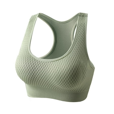 Summer Savings Clearance 2025! Loopsun Bras Womens Solid Yoga Tank Top Underwear No Steel Ring Sling Strap Beauty Back Sports Bra Green M