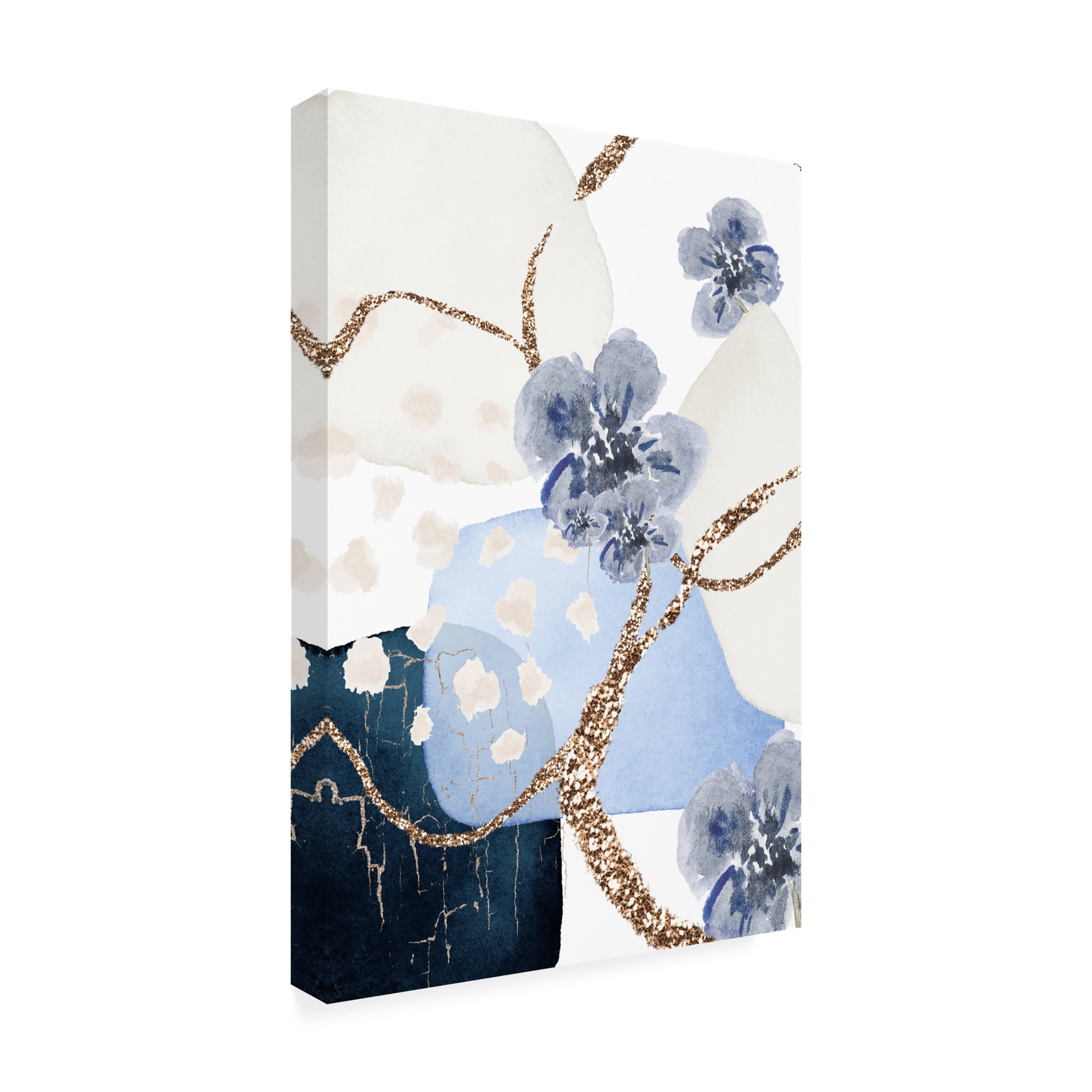 Trademark Fine Art Sally Ann Moss Floral Blue 3 Canvas Wall Art