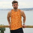 thumbnail image 6 of Uemuo Orange Glitter Pattern Men's Muscle Shirts Sleeveless Dry Fit Gym Workout Tank Top Lightweight Sports Tank Top Beach Tank Top, Loose-fit Sleeveless Shirt-Large, 6 of 7