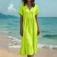 thumbnail image 5 of Blmnix Fit & Flare Women's Dresses Vacation Dress Beach Dress Petticoat V-Neck Cocktail-Length Short Sleeve Women's Summer Dresses,XL, 5 of 8