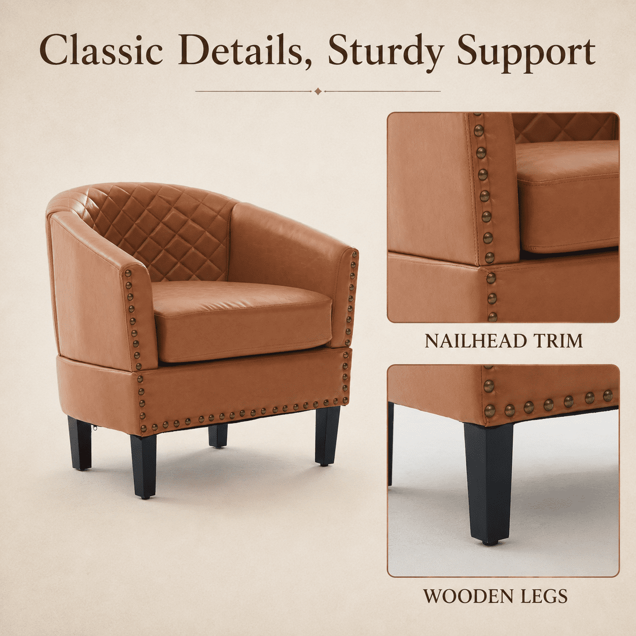 MOONMISS Barrel Accent Chair Club Armchairs Comfy chairs for Living Room, Bedroom,Dirty Yellow