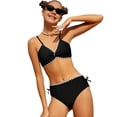 thumbnail image 4 of RTKFRFLM Girls 2-Piece Padded Bikini Set Trendy Twist V-Neck Drawstring Top & Bottoms for Summer Beach Bathing Suit, 4 of 6