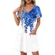 thumbnail image 1 of Vestido Corto de Verano Moda Gradiente Corto de Manga en V Cuello Vestido Casual, Poliéster Ligero de Verano, Lavado de Manos, 1 of 7