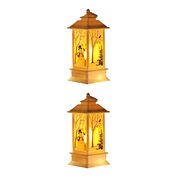 Monstrate Navidad Retro Castillo luces candelabro árbol de Navidad ciervo viejo muñeco de nieve linterna noche luz escritorio DIY adornos Type2 NO2 Monstrate CBP103525