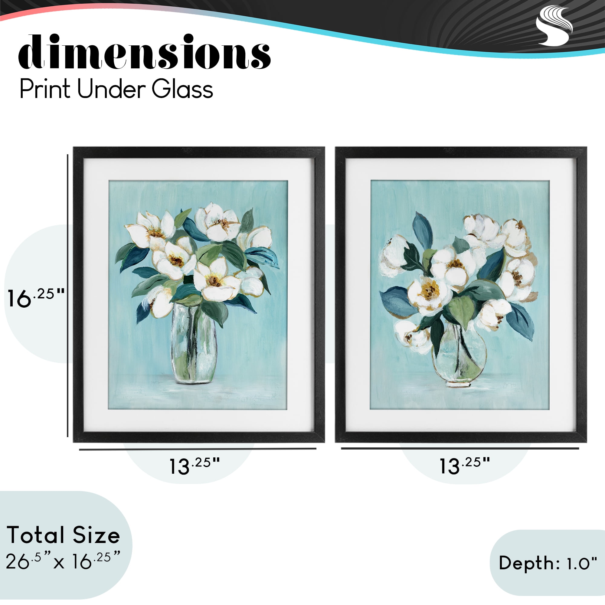 Stupell Industries Magnolia Blossom Vases 2 Piece Black Framed Print Under Glass Set, design by Janet Tava