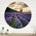 thumbnail image 2 of Designart 'Dramatic Clouds and Sunrise Over Lavender Field VII' Farmhouse Circle Metal Wall Art 23x23 - Disc of 23, 2 of 5