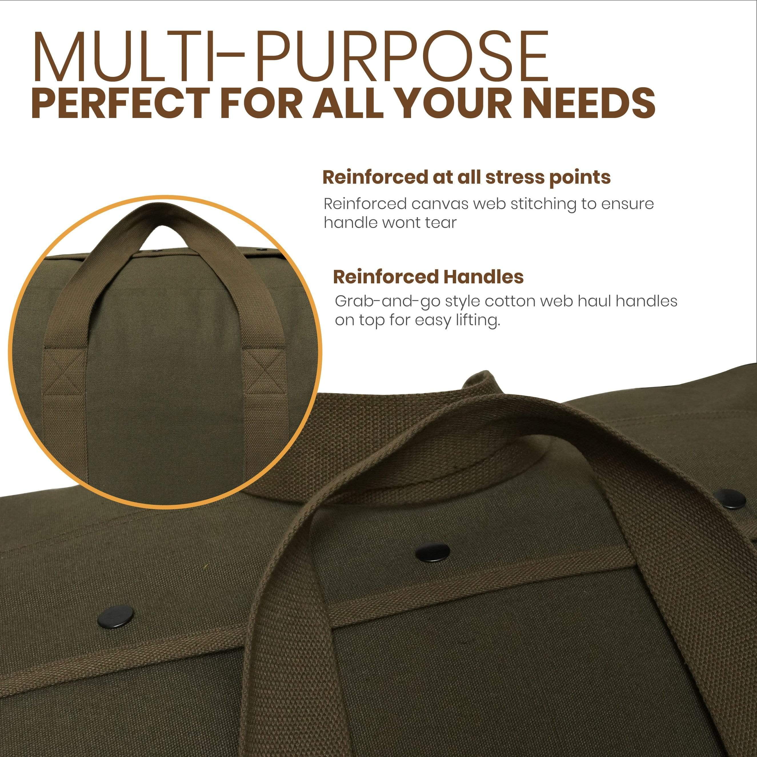 WHITEDUCK HOPLITE Parachute Duffel Bag, Canvas Cargo Bag with Snap-Closure for Outdoor, Travel, Heavy Duty Foldable Extra Large Multipurpose use (Olive, Standard 24" x 15" x 13)
